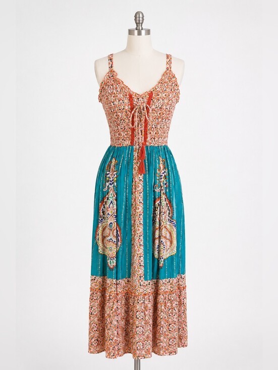 Me 2 Magic Dresses & Skirts - Me 2 Magic NWT Bohemian Dress With Colorblock Print, Size Large